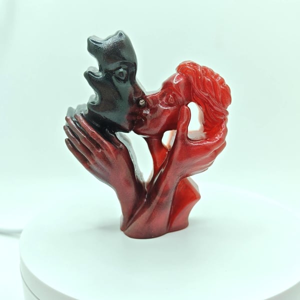 Kissing Couple Resin Ornament: Handmade Valentine's Day Gift