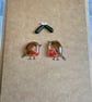 Fused glass robins and mistletoe card - Image 1
