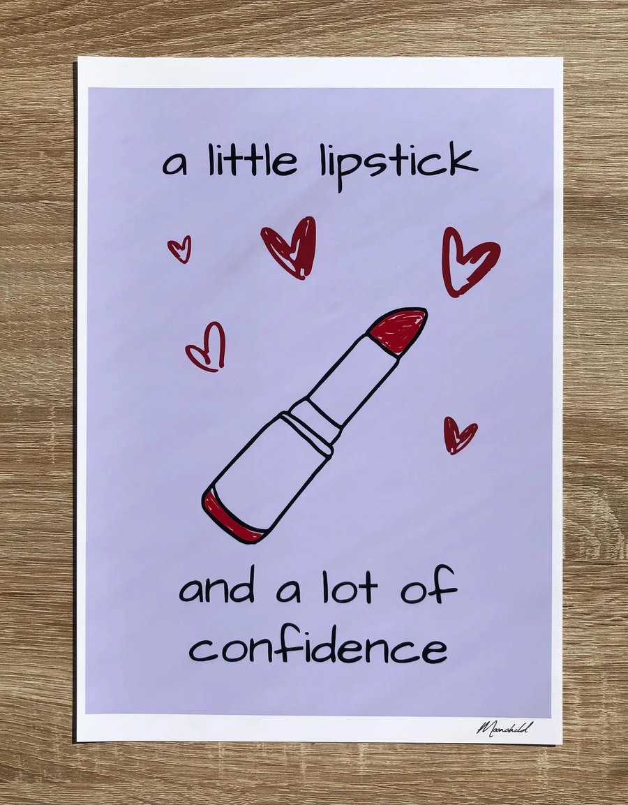Lipstick Print, A4 Giclee Print, Graphic Art, Feminine Wall Art, Make Up Art