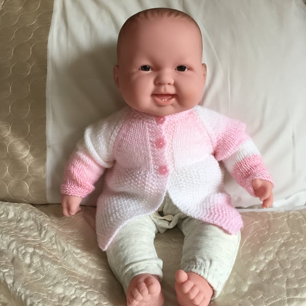 Hand knitted Baby Coat - Girl's 0-3 months in shades of pink