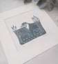 Riverbank Otter Linocut Print - Image 3