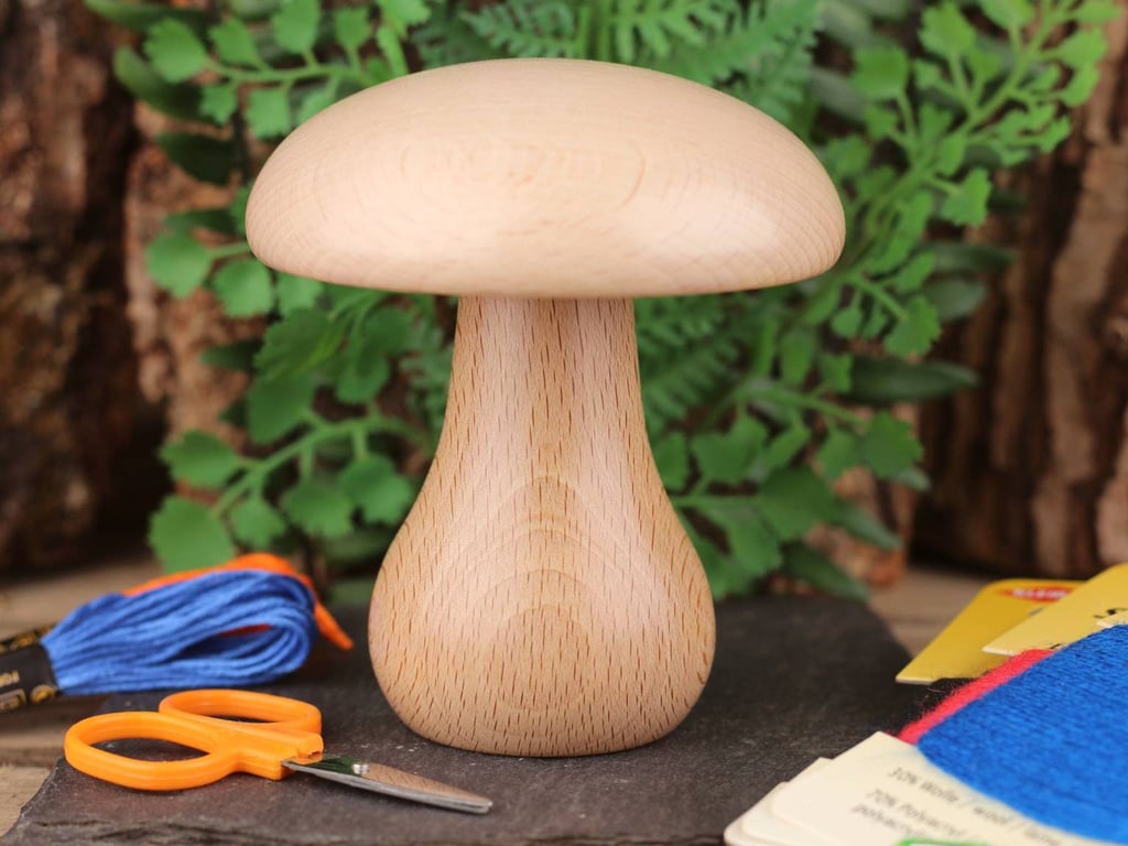 Large hand made tabletop wooden darning mushroom, ideal for visible mending 