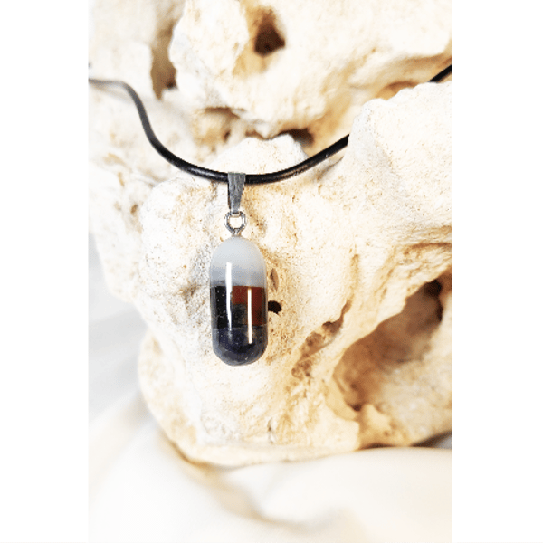 3-tier Pendant on leather chain with Sterling Silver fittings