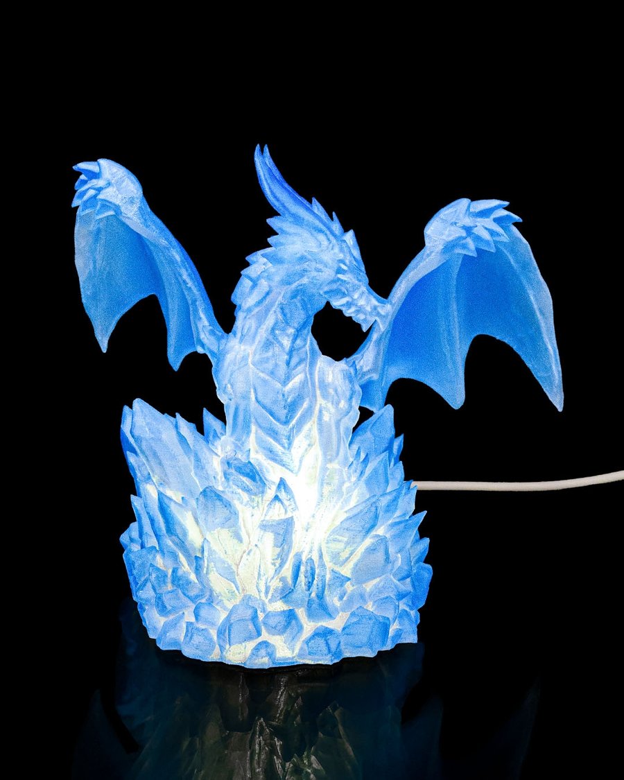 Ice and Light Dragon LampFantasy Ice Dragon LED Table Lamp with Remote Control