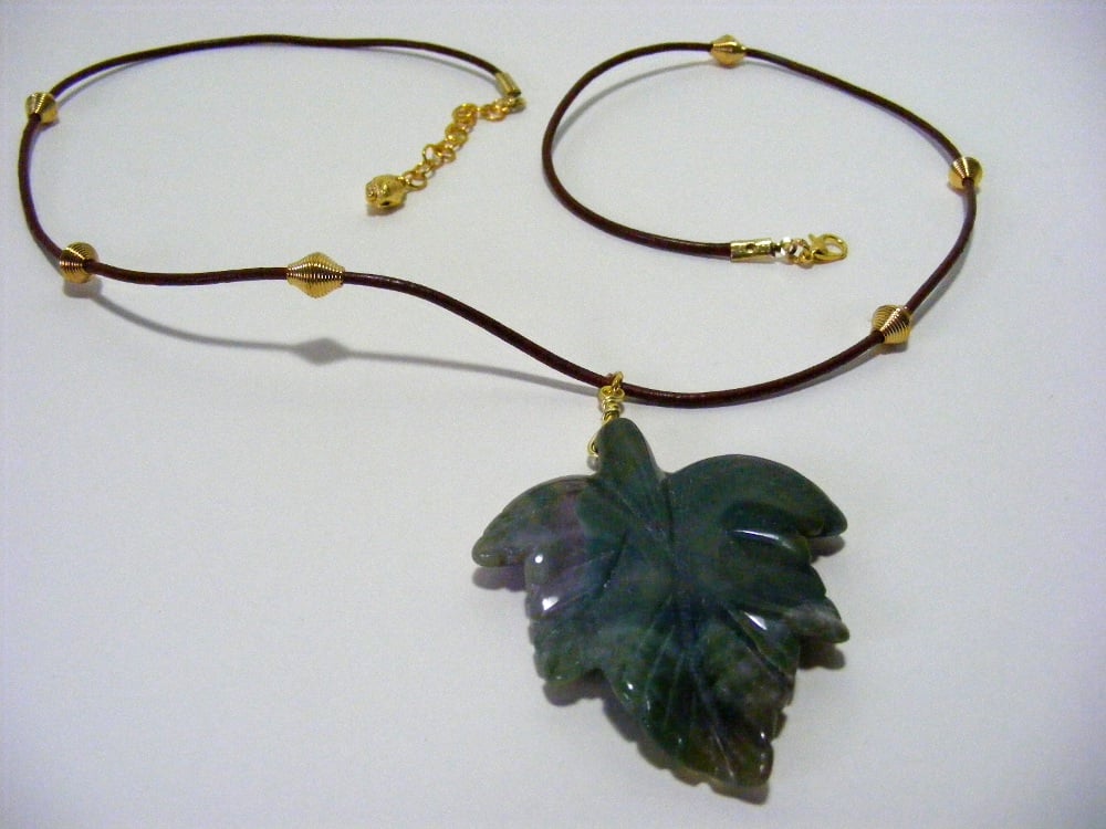 Jasper Carved Leaf Pendant