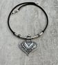 Women's Leather Necklace, Heart Pendant Beaded Necklace, Boho Jewellery - Image 4