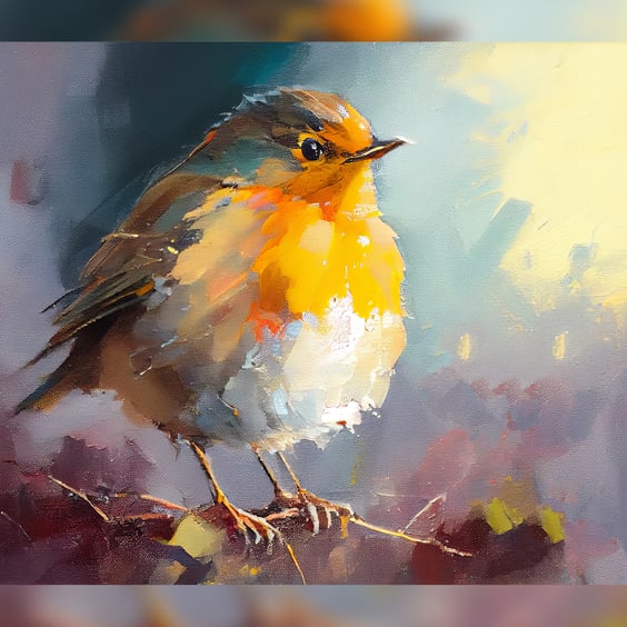 Charming Robin Bird Art Print 5x7 - Colorful Avian Wall Art Decor