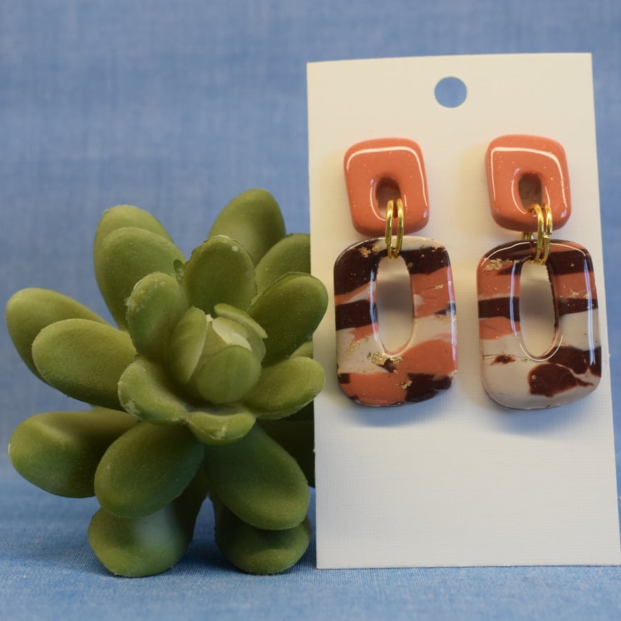 Marbled Window Dangle Earrings 