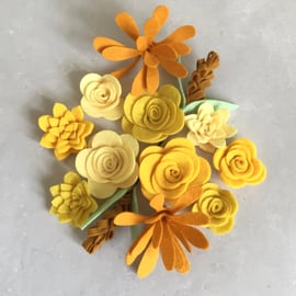 Yellow and Lemon Felt Flower Kit, Die cut felt flowers