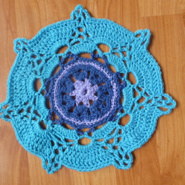 Colourful Crochet Mandala Table Mat or Table Centre Piece