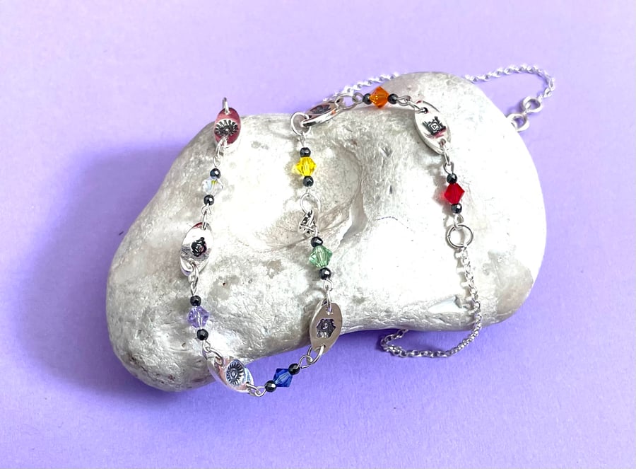 Fine silver chakra necklace 