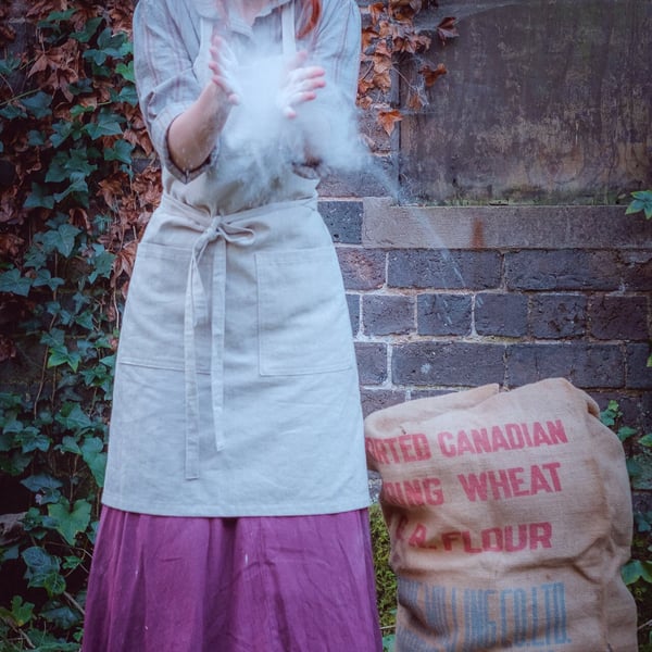 Handmade Eco Friendly Natural Linen Worker's Apron - Made to order