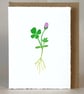 Good Luck Four Leaf Clover - Linocut Card - Image 1