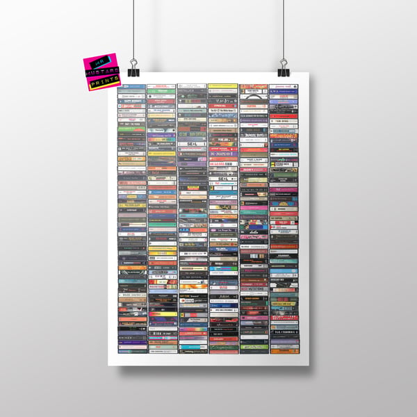 The Ultimate 1990s Music Print - Over 300 '90s Albums in Cassette Form