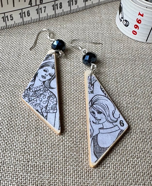 Upcycled wood earrings - dressmaking