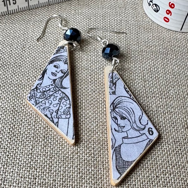 Upcycled wood earrings - dressmaking