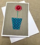 Pink flower embroidered card. - Image 3