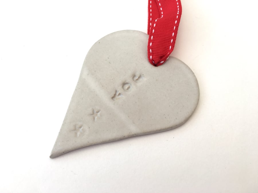 Ceramic christmas joy hanger,  Love heart hanger, handmade pottery