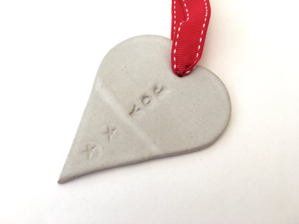 Ceramic christmas joy hanger,  Love heart hanger, handmade pottery