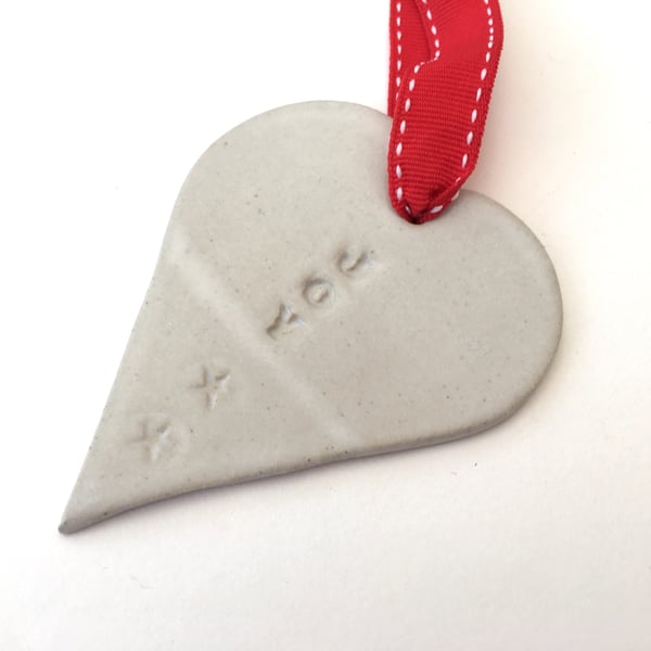 Ceramic christmas joy hanger,  Love heart hanger, handmade pottery