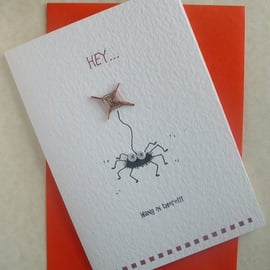 "Hang in There" Greetings Card with Copper Web
