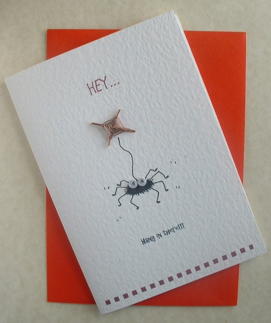 "Hang in There" Greetings Card with Copper Web