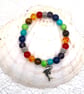 Multi Semi Precious Gemstone Bracelet with Dolphin Charm. Free UK Postage