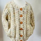 Hand Knitted Cable Pattern Cardigan To Fit Age 3-4 years
