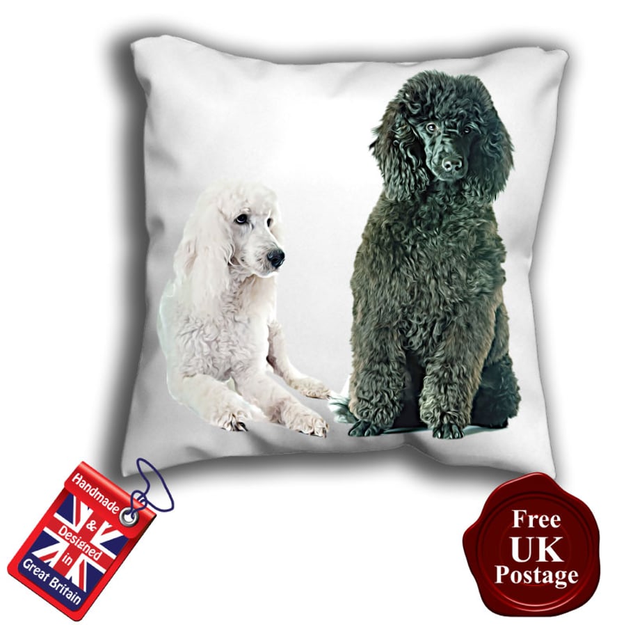 Black Poodle Cover, White Poodle Cushion Cover, Poodle,