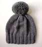 Bobble Hat in Grey Chunky Yarn - Image 4
