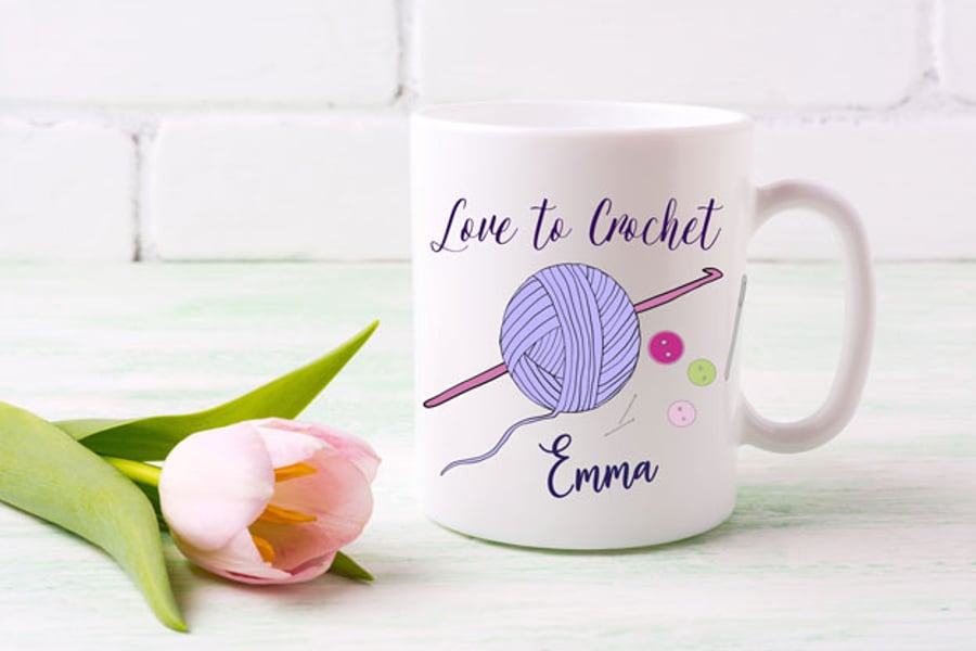 Personalised Coffee Mug 'Love to Crochet'  - Funny Gift