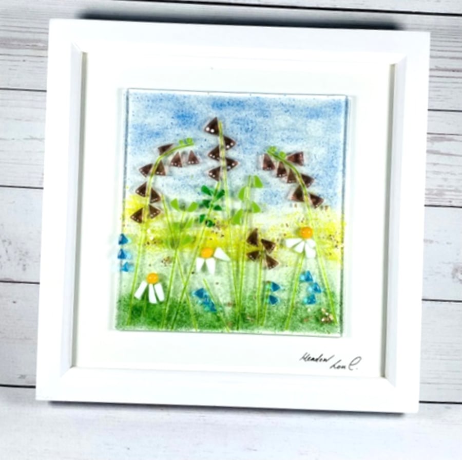 Fused glass meadow picture