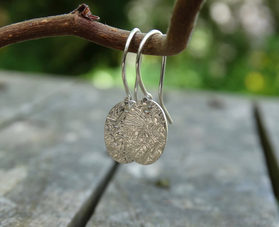Eco Silver tiny tag drop earrings