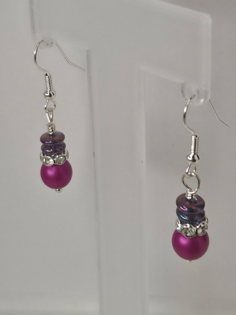 Plum and Crystal Shine Earrings 