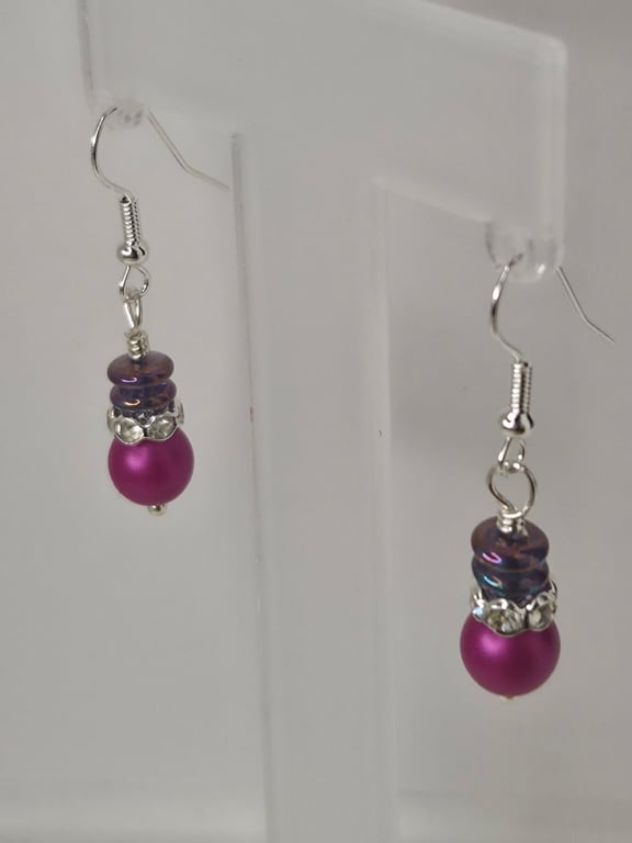 Plum and Crystal Shine Earrings 