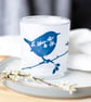 Wren and Cow Parsley Cyanotype Tea light Holder, Nature inspired gift - Image 2
