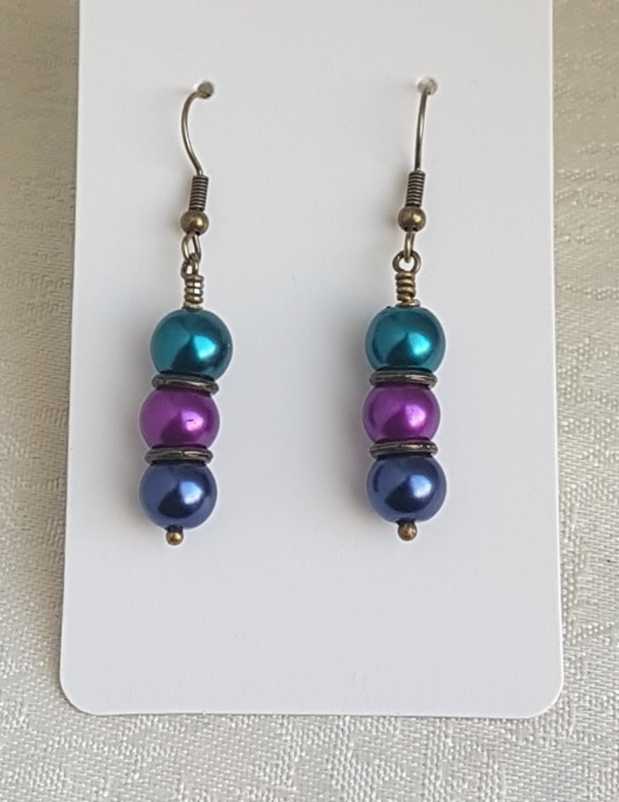 Beautiful Peacock Passion Dark Tone Earrings - Design 2