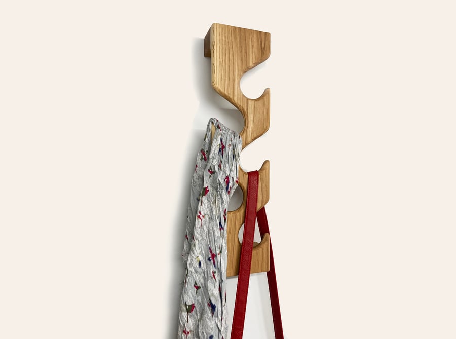 Vertical space saving coat - hat - bag - towel hooks