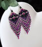 Seed Bead Fringe Earrings in Gothic Inspired Colours - Image 1