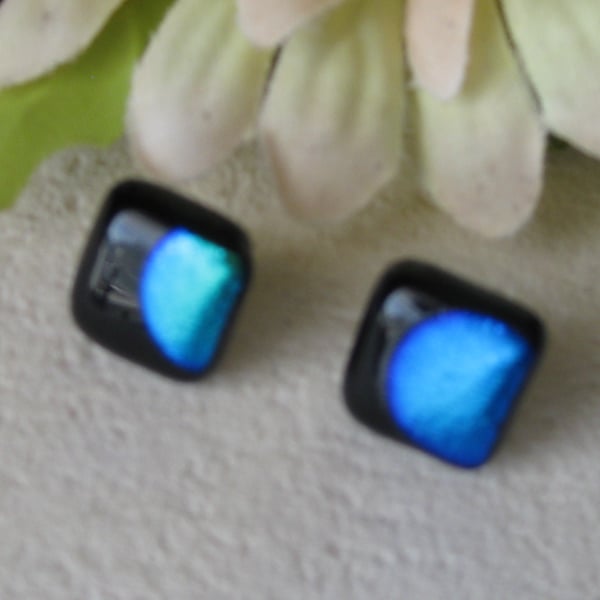 Fused dichroic glass stud earrings