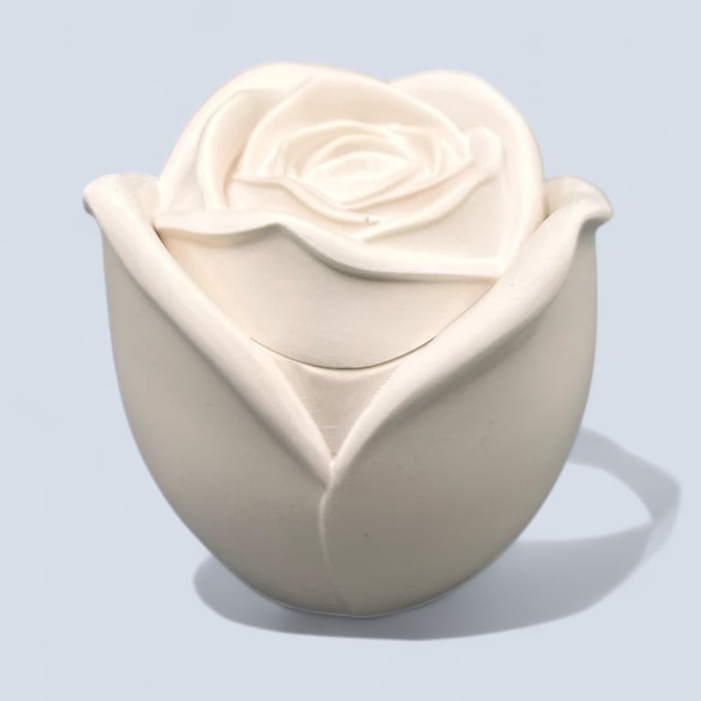 Small White Rose Jewellery Box or Trinket Pot