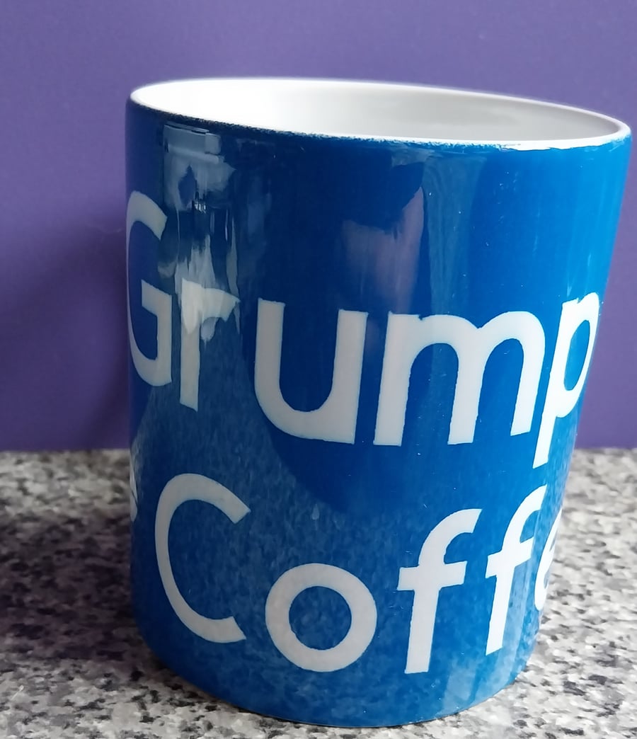 White Ceramic Mug with Grumpy's Coffee Design