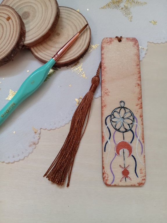 Wooden celestial Dreamcatcher bookmark 