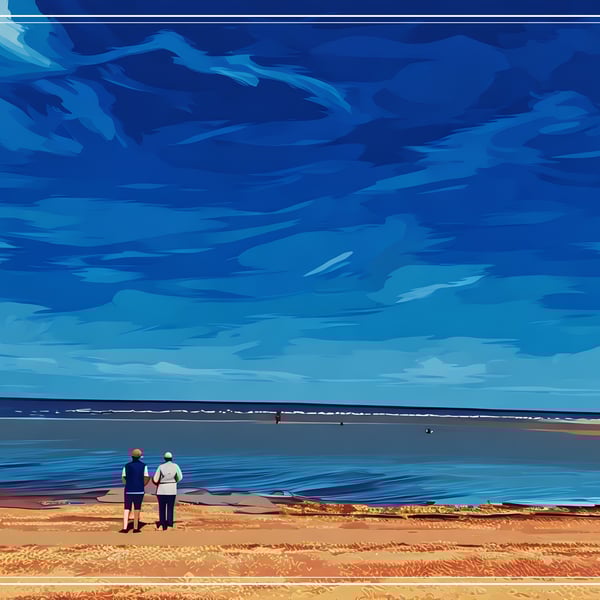 Old Hunstanton Beach Norfolk Couple Greeting Card A5