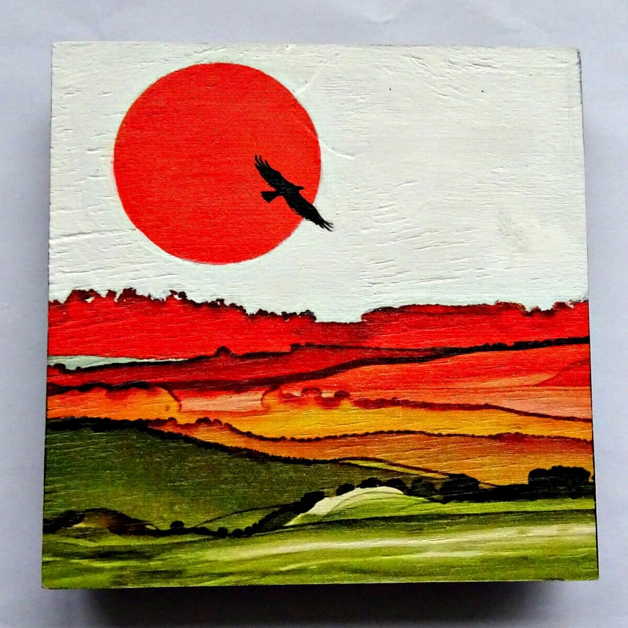 Mixed Media Landscape - Crows - Sunday Seconds 