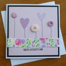 Button Flowers Mother's Day Card - Pink Polka Dots