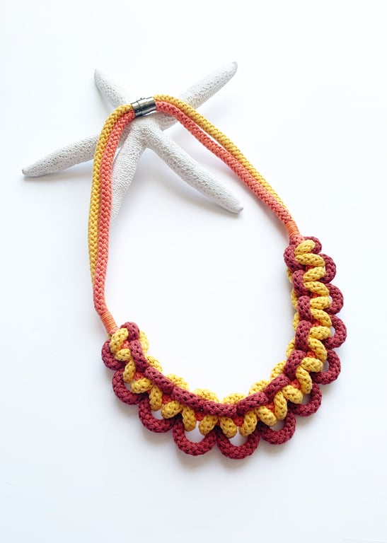 Knotted statement necklace, Blue boho necklace, necklaces for women