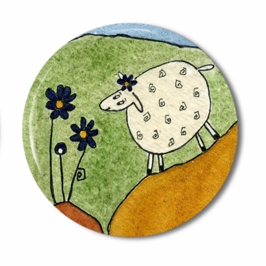 Illustrated sheep pocket mirror