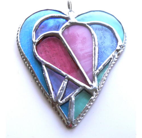 Pastel Triple Heart Stained Glass Suncatcher 015