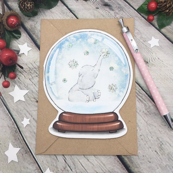 Snow Globe Shaped Christmas Card - Snowflake Ellie 